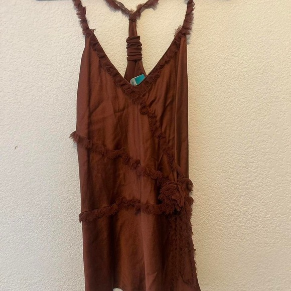 Tops - Indie grunge distressed silk racer back tank rusty red size M